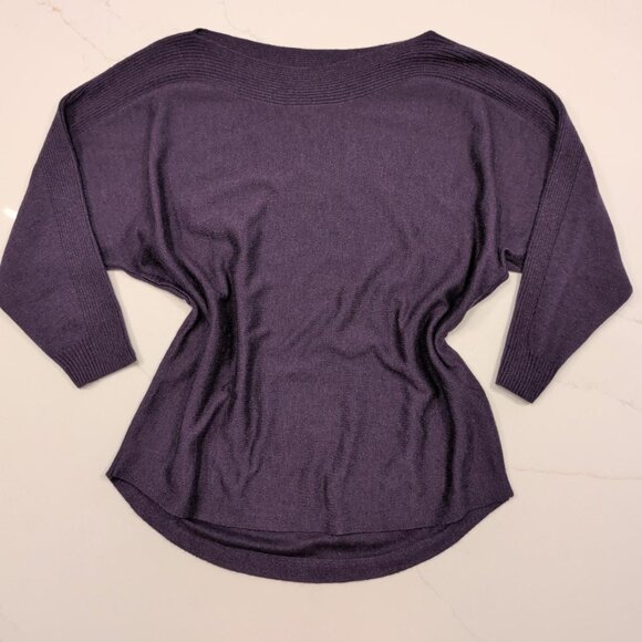 Chico's Cashmere Blend Sz 0 S Sweater Solid Rust Purple Women's Ribbed Pullover - Picture 1 of 10